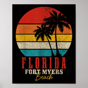 Poster Praia de Fort Myers Flórida Vintage Usa América So