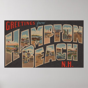 Pôster Praia de Hampton, New Hampshire - grande letra