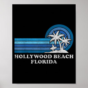 Poster Praia de Hollywood Flórida Família Vintage Verão