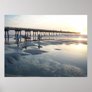 Poster Praia de Jacksonville, Florida - nascer do sol do