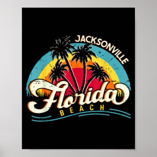 Poster Praia de Jacksonville Flórida Pôr do Sol de Verão