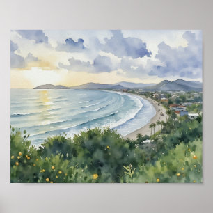 Poster Praia de Jaco Costa Rica Aquarela