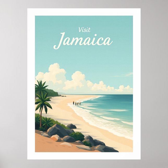 Poster Praia de Long Bay, Jamaica – Costa Isolada (Frente)