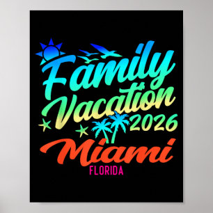 Poster Praia de Miami Flórida Férias em Família Verão 202