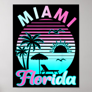 Poster Praia de Miami Flórida Pôr do Sol Tropical Verão