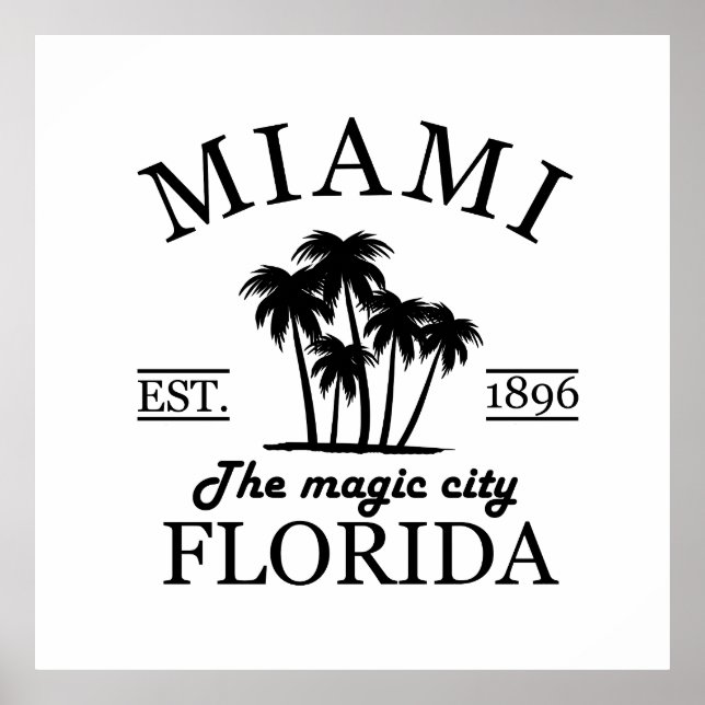 Poster praia de Miami, na Flórida (Frente)