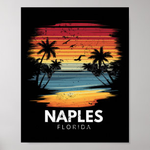 Poster Praia de Nápoles Flórida Prancha de Surfe Surf Vin