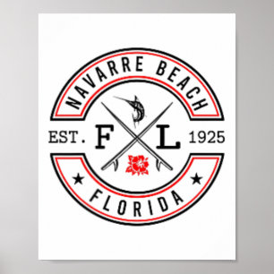Poster Praia de Navarre Flórida Fl Retro Surfista Frente 