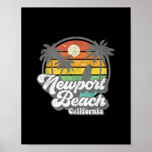 Poster Praia de Newport Beach Califórnia Ca Surf Retro Vi