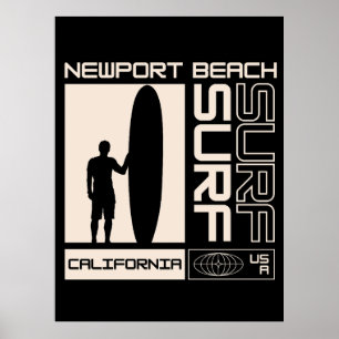 Poster Praia de Newport Beach Califórnia EUA Surfe