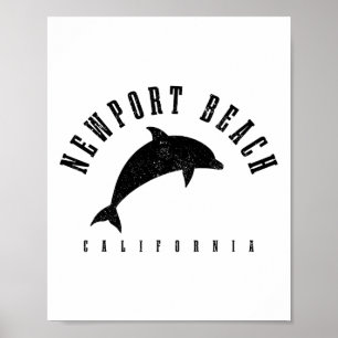 Poster Praia de Newport Califórnia Ca Golfinho Vintage Fé
