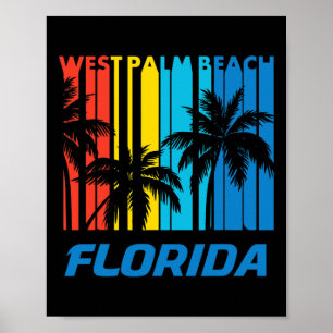 Poster Praia de Palma Retro West Palm Flórida Férias