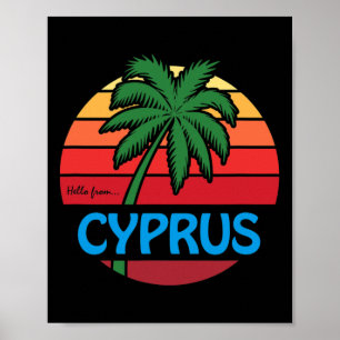 Poster Praia de Palmeira de Verão de Chipre Lembrança Cip