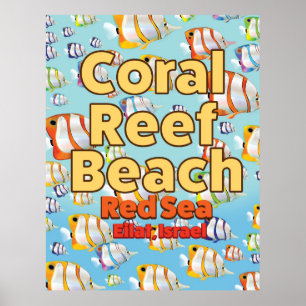Poster Praia de recife de coral Eilat, Israel