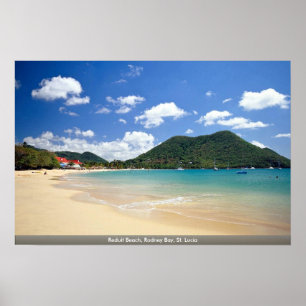 Pôster Praia de Reduit, baía de Rodney, St Lucia
