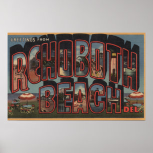 Poster Praia de Rehoboth, Delaware - grandes cenas da