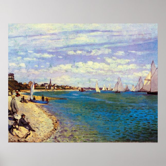Pôster Praia de Sainte Adresse por Claude Monet (Frente)