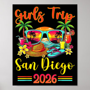 Poster Praia de San Diego CA Vibrações de Verão Pôr do So