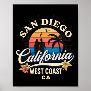Poster Praia de San Diego Califórnia Surf Vacações de Ver
