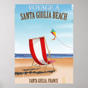 Poster Praia de Santa Giulia Cartaz de viagem francês vin