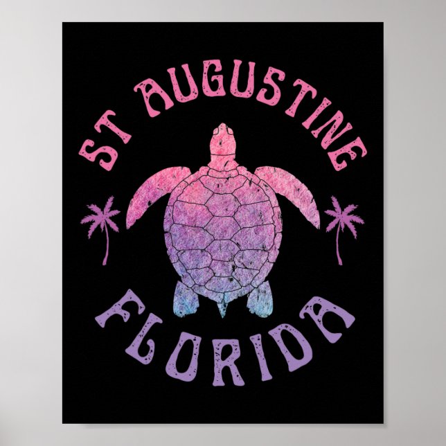 Poster Praia de St Augustine Flórida Tartaruga Marinha Fé (Frente)