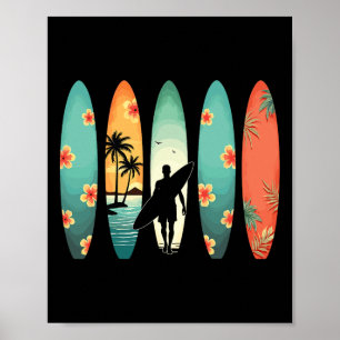 Poster Praia de Surfista Surfando Havaiano Surfista Engra