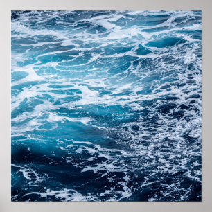 Poster Praia de Verão do Oceano Azul de Ondas