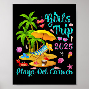 Poster Praia Del Carmen México Viagem de Verão das Menina