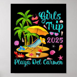 Poster Praia Del Carmen México Viagem de Verão das Menina