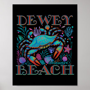 Poster Praia Dewey Delaware Caranguejo Azul Férias de Ver
