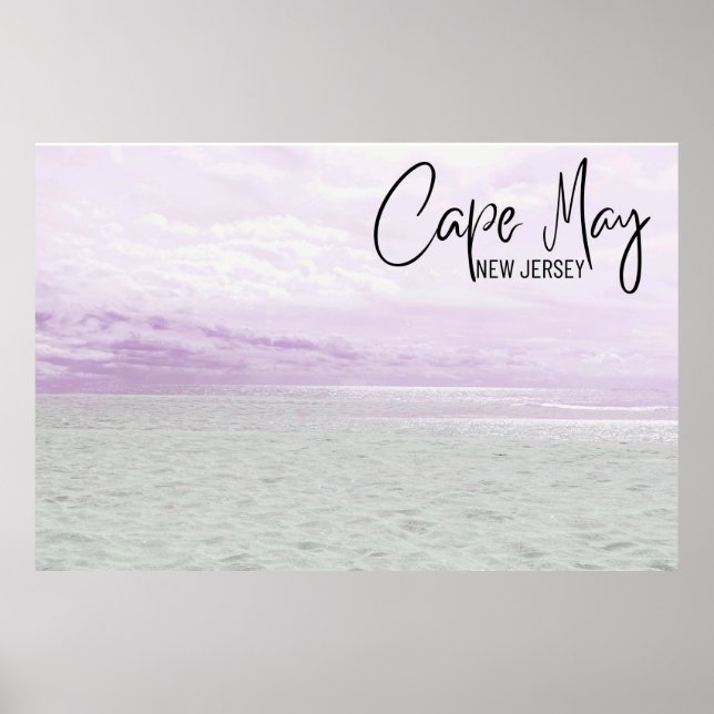 Poster *~* Praia do Cape May Beach Sand Sky Waves (Frente)