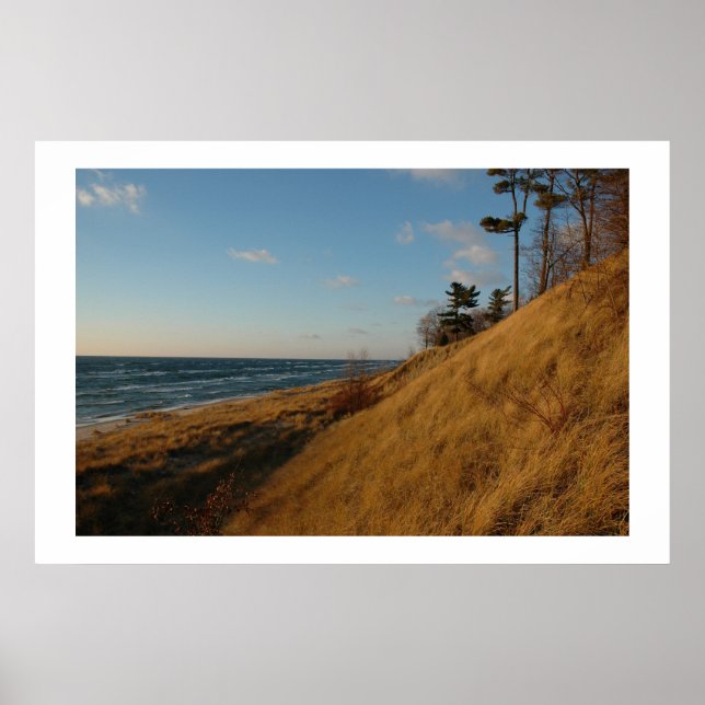 Poster Praia do Lago Michigan em Late Fall (Frente)