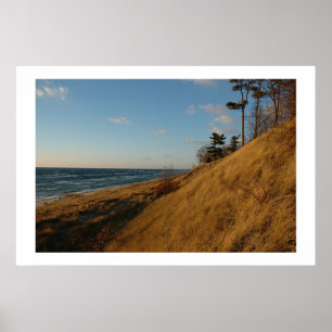 Poster Praia do Lago Michigan na queda atrasada
