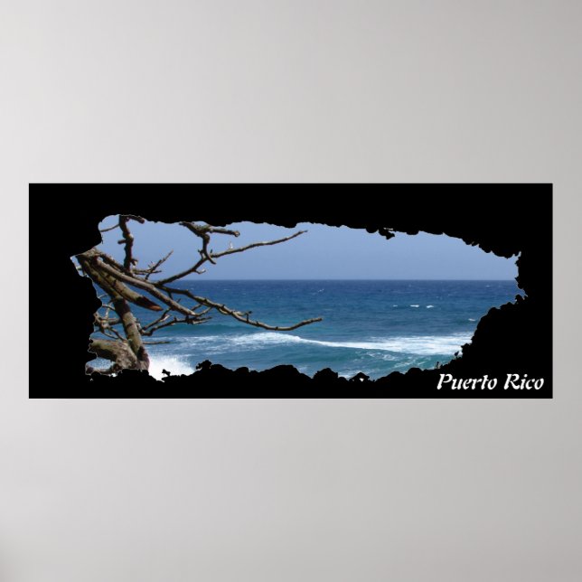 Poster Praia do Mapa de Porto Rico (Frente)
