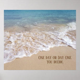 Poster praia do oceano com citações inspiradas