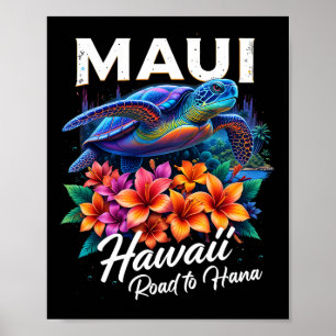 Poster Praia do Oceano Havaiano Maui Havaí Tartaruga Féri