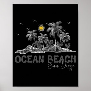 Poster Praia do Oceano San Diego Califórnia Garotas Vinta