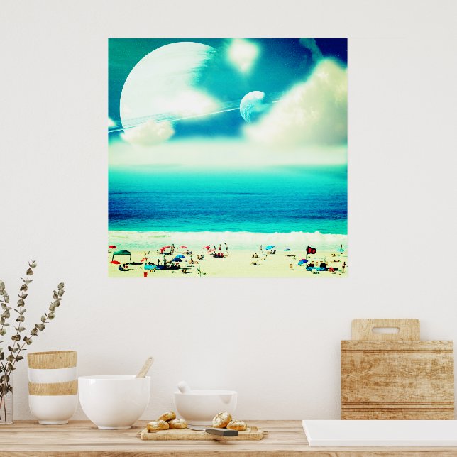 Poster praia e espaço oceânico abstrato sonhador (Cozinha)
