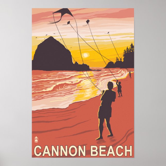 Poster Praia e pipas - Praia de Canhão, Oregon (Frente)