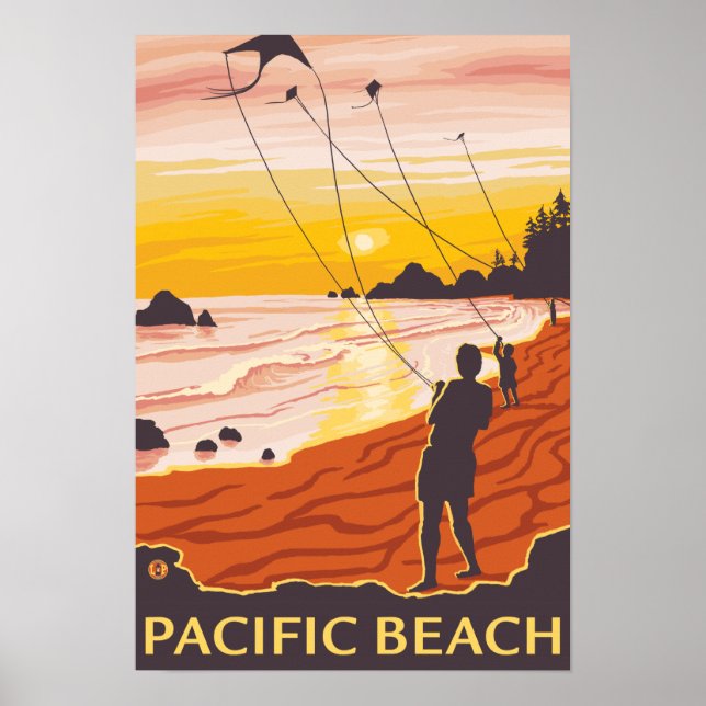 Poster Praia e pipas - Praia do Pacífico, Washington (Frente)