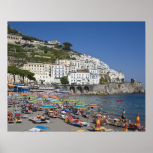 Pôster Praia em Amalfi, Campânia, Itália