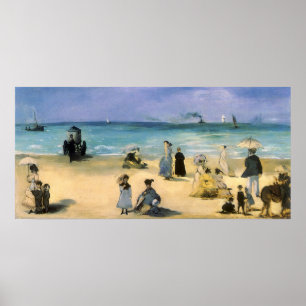 Poster Praia em Boulogne por Manet, impressionismo do