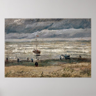 Poster Praia em Scheveningen em Stormy Weather por Vincen