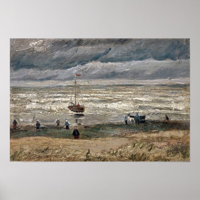 Poster Praia em Scheveningen em Stormy Weather por Vincen (Frente)