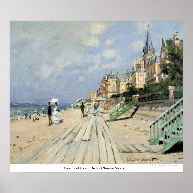 Pôster Praia em trouville por Claude Monet (Frente)