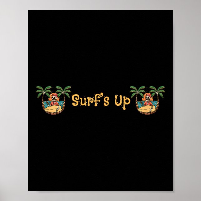 Poster Praia Engraçado Sol Surfe Esqueleto Jacksonville B (Frente)