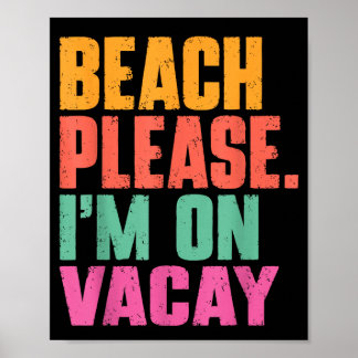 Poster Praia estou de férias férias de verão retrô vintag