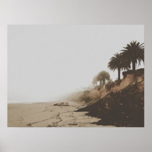 Poster Praia Foggy de Toner Quente com Palmeiras