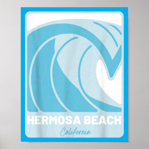Poster Praia Hermosa Califórnia Ca Onda Souvenir de Féria