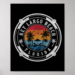 Poster Praia Key Largo Flórida Férias de Verão Vintage Su